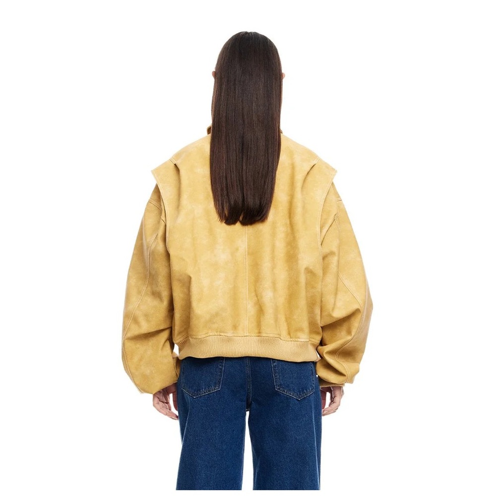 Lioness Mustard Yellow Suede Zip-Up Jacket - Picture 5 of 7